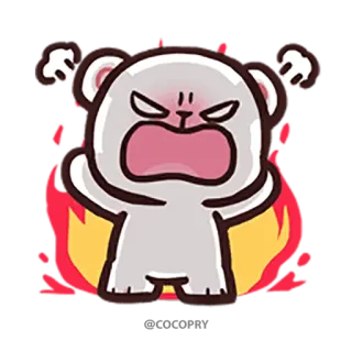😡 en colère, ours, dessin animé, expression, frustré whatsapp sticker