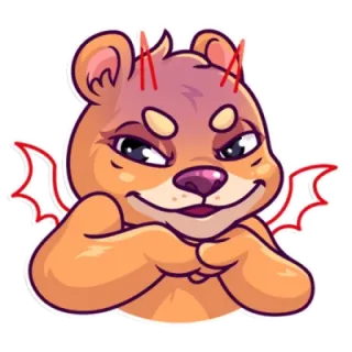 😈 orso, diavolo, cartone animato, carino, animale, adesivo telegram sticker