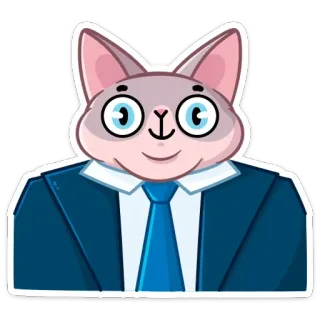 😳 gatto, animale, completo, cravatta, cartone animato, carino telegram sticker