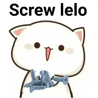 😋 Screw lelo tornillos, gato, gracioso, broma, meme whatsapp sticker