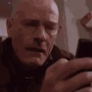 ๐ฑ Walter White Breaking Bad man, glasses, worried, phone, cooking whatsapp sticker