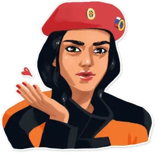 😘 woman, beret, russian, uniform, portrait, heart telegram sticker