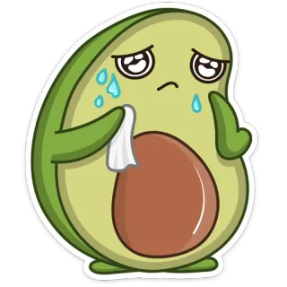 😢 Avocado, traurig, weinen, Tränen, Emoji, Essen telegram sticker