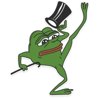 🎩 Pepe the Frog frog, pepe, meme, top hat, cane, dancing telegram sticker