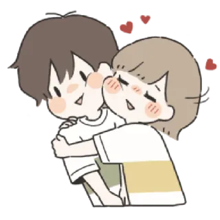 🌟 amour, couple, câlin, baiser, relation, affection, mignon, dessin animé telegram sticker