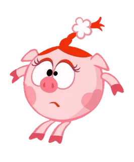 😞 pig, cartoon, pink, running, confused, animation, Smeshariki telegram sticker