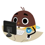 ☕ Cartoon, Personage, Computer, Kantoor, Schattig, Sticker telegram sticker