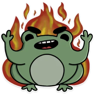 😡 grenouille, dessin animé, en colère, feu, doigt d'honneur telegram sticker