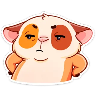 😟 Cartone animato, Animale, Criceto, Carino, Divertente, Adesivo telegram sticker