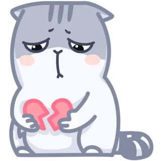 💔 triste, gato, coração partido, emoções, animal telegram sticker