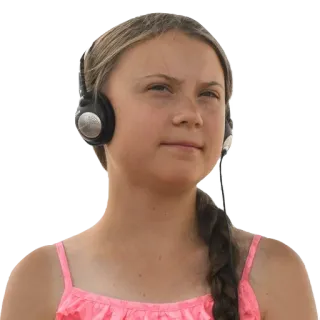 😊 Greta Thunberg activist, climate change, teenager, headphones telegram sticker