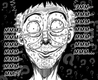 👹 MMM homem, suor, óculos, preocupado, pontos de interrogação, ansioso telegram sticker