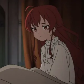 😕 Anime, Cô gái, tóc đỏ, Hoạt hình, dễ thương, Nhân vật telegram sticker