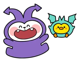 👻 Kreskówka, Słodki, Potwór, Nietoperz, Stwór, Ilustracja telegram sticker