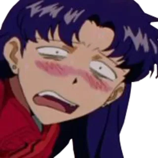 😟 Misato Katsuragi Neon Genesis Evangelion anime, misato, nervous, shocked, evangelion, character telegram sticker