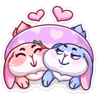 💑 coelho, fofo, amor, corações, desenho animado, animal, adesivo whatsapp sticker