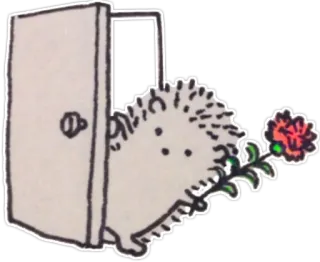 🌹 hedgehog, flower, door, cute, animal telegram sticker