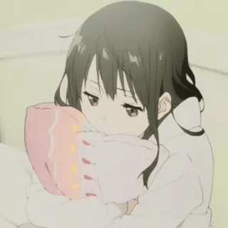 🐾 anime, chica, almohada, dormilona, triste, linda telegram sticker