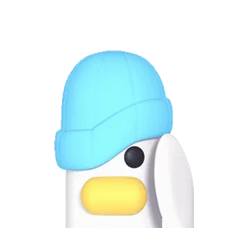 🤔 eend, cartoon, muts, schattig, dier whatsapp sticker