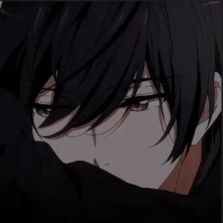 😪 Anime, Ragazzo, Capelli scuri, Ritratto, Arte telegram sticker