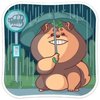 ☔️ chó, mưa, ô, hoạt hình, động vật, thời tiết telegram sticker