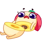 😵 フルーツ, 桃, 可愛い, 漫画, 面白い, ステッカー telegram sticker