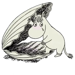😢 Moomin Moomin, dibujos animados, personaje, almeja, triste telegram sticker