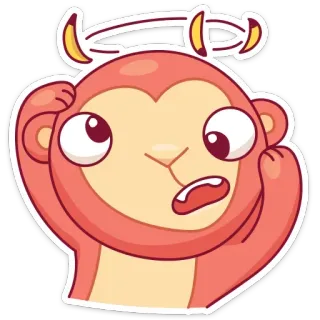 🤯 원숭이, 어지러운, 혼란스러운, 만화, 스티커, 동물, 표정 telegram sticker
