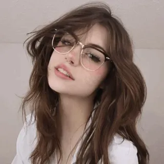 💕 vrouw, meisje, portret, bril, brunette, selfie telegram sticker