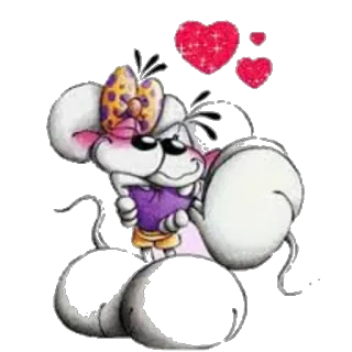 ❤ Desenho animado, Rato, Corações, Fofo, Animal telegram sticker