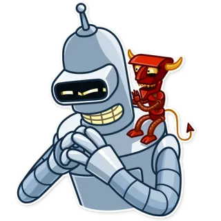 😈 Bender Futurama Мультфильм, Робот, Дьявол, Научная фантастика, Футуристический, Смешной whatsapp sticker