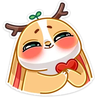 ❤️ animal, ciervo, lindo, corazón, amor, dibujos animados telegram sticker
