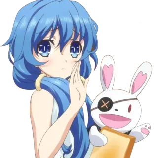 ✋️ Animé, Fille, Dessin animé, Personnage, Cheveux bleus, Lapin, Jouet whatsapp sticker