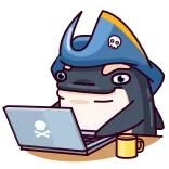 💻 pirate, orca, computer, laptop, skull, cartoon, animal telegram sticker
