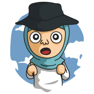 😳 kreskówka, postać, kobieta, hidżab, islam, zaskoczona telegram sticker