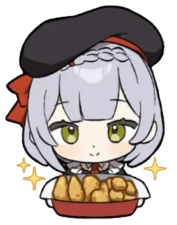 🍗 Noelle Genshin Impact Anime, Personage, Eten, Schattig, Spel telegram sticker
