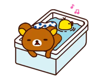 🐻 Rilakkuma หมี, อาบน้ำ, ผ่อนคลาย, น่ารัก, การ์ตูน telegram sticker