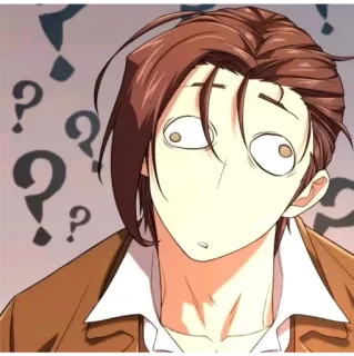 🧐 man, surprised, cartoon, question, brown hair telegram sticker