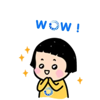 😉 WOW! すごい, ワクワク, 嬉しい, かわいい, アニメ, 表情 telegram sticker