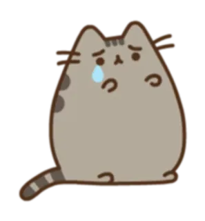 😢 Pusheen chat, triste, larme, pleurs, dessin animé telegram sticker