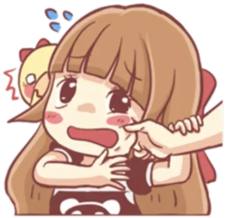😫 만화, 소녀, 애니메이션, 치비, 귀여운, 볼 꼬집기 telegram sticker