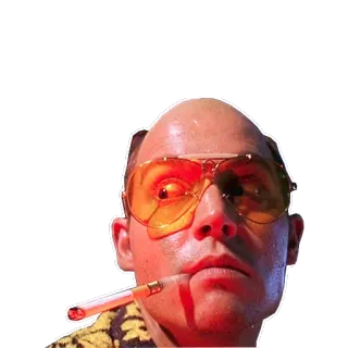 😳 Raoul Duke Fear and Loathing in Las Vegas Raoul Duke, Miedo y Asco en Las Vegas, Johnny Depp, drogas, cigarrillo, gafas whatsapp sticker