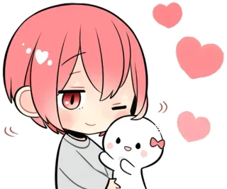 🥰 动漫, 卡哇伊, 可爱, 拥抱, 心 telegram sticker