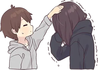 ❤️ Cartoon, Anime, Hoofd aaien, Schattig, Liefde, Troostend whatsapp sticker