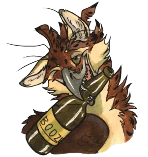 🍾 BOOZE Alcool, Boire, Dessin animé, Renard, Boisson whatsapp sticker