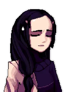 😓 triste, pixel art, bruna, emotivo, ritratto telegram sticker