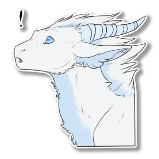 😯 ! dragão, branco, desenho animado, fantasia, animal, adesivo, criatura telegram sticker