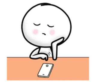 😖 annoiato, cartone animato, triste, in attesa, telefono telegram sticker
