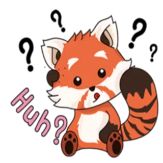 ❓ Huh? レッサーパンダ, 混乱, 動物, 可愛い, ステッカー, 質問 telegram sticker