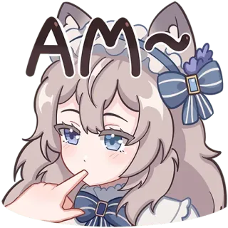 🤫 AM~ アニメ, 猫耳, 可愛い, 眠い, かわいい, 漫画 telegram sticker